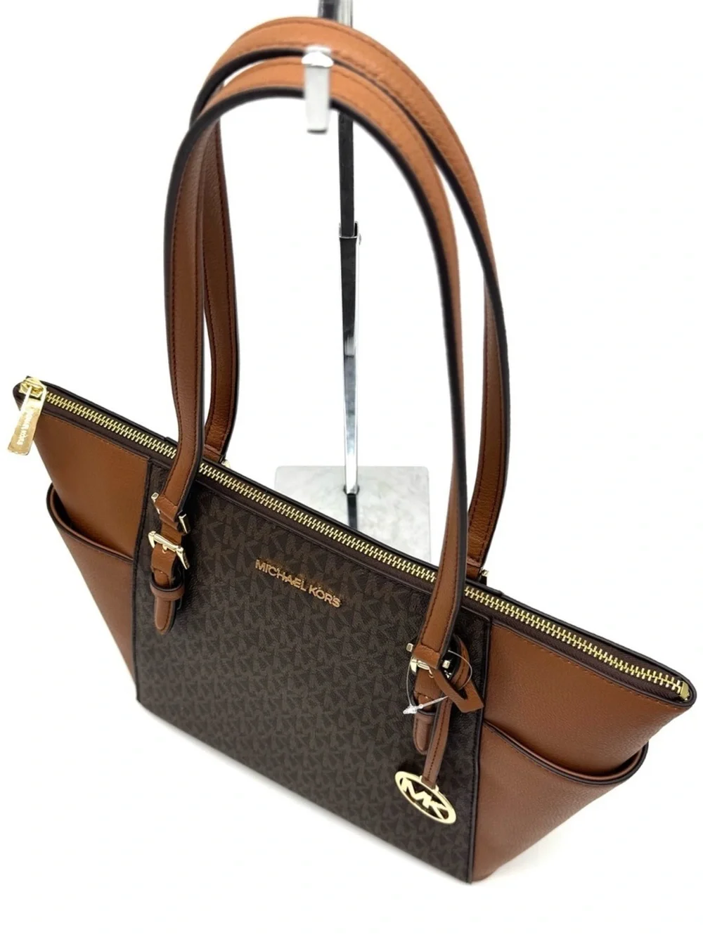Michael Kors Large Charlotte Tote Bag Luggage Brown